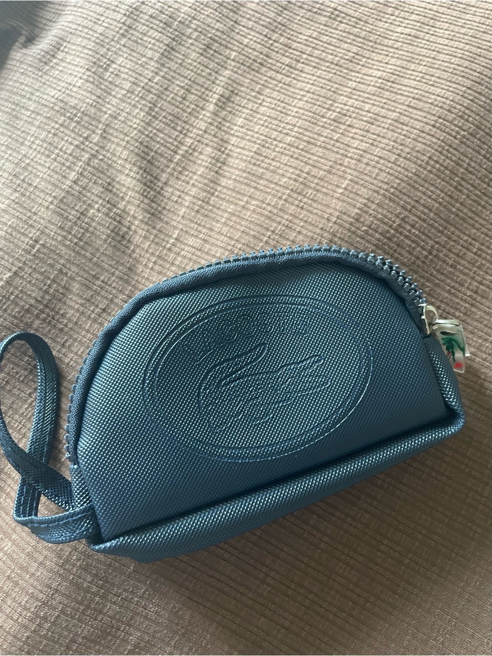 Lacoste Navy Blue Double Zip Wristlet Pouch